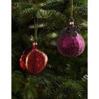 M&S 2 Pack Glass Pomegranate and Fig Baubles Multi