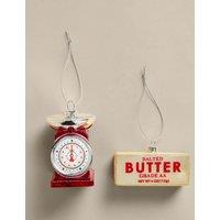 M&S 2 Pack Glass Hanging Baking Tree Decorations Red Mix