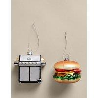 M&S 2 Pack Glass Hanging BBQ Decorations Multi