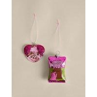 M&S 2 Pack Glitter Glass Percy Pig Baubles Pink Mix