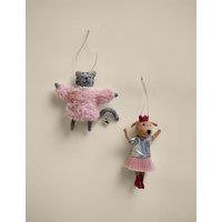 M&S 2 Pack Felt Party Cat and Dog Hanging Decorations Multi