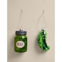 M&S 2 Pack Green Glass Hanging Pickle Decorations Green