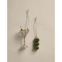 M&S 2 Pack Martini & Olives Hanging Decorations Green Mix