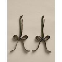 M&S 2 Pack Metal Hanging Bow Decorations Antique Brass