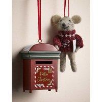 M&S 2 Pack Felt Mouse and Letterbox Decorations Multi