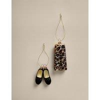 M&S 2 Pack Glass Leopard Print Fashion Baubles Multi