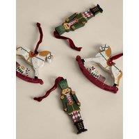M&S 4 Pack Hanging Nutcracker and Horse Decorations Multi