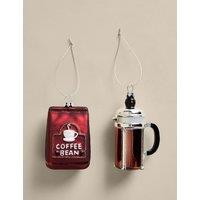 M&S 2 Pack Glass Hanging Coffee Decorations Multi