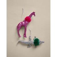 M&S 2 Pack Glitter Animals Hanging Decorations Multi