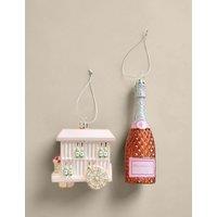 M&S Set of 2 Prosecco And Cart Baubles Multi