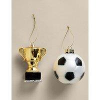 M&S 2 Pack Glass Football Tree Decorations Multi
