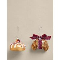 M&S 2 Pack Glass Bakery Hanging Decorations Multi