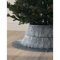 M&S Textured Tinsel Tree Skirt Silver