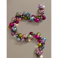 M&S Pre-Lit Tinsel Bauble Garland Multi