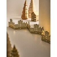 M&S Light Up Window Scene Townhouse Gold