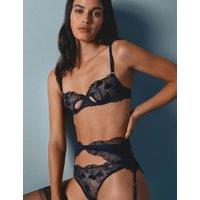 M&S x Coco de Mer Siren Embroidery Cut-Out Balcony Bra A-E Dark Indigo