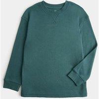 M&S Waffle Crew Neck Pyjama Top (6-16 Yrs) Green