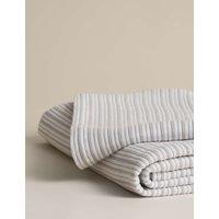 M&S Cotton Rich Striped Matelass Bedspread Putty
