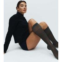 M&S 3 Pack 20 Denier Firm Support Knee Highs Nearly Black