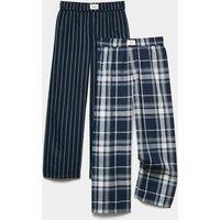 M&S 2 Pack Pure Cotton Woven Pyjama Bottoms (6-16 Yrs) Blue Mix