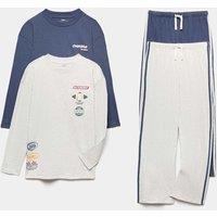 M&S 2 Pack Pure Cotton Overdrive Pyjama Sets (1-16 Yrs) Grey Mix