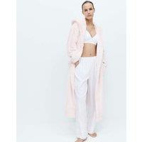 M&S Long Pile Hooded Dressing Gown Dusted Pink