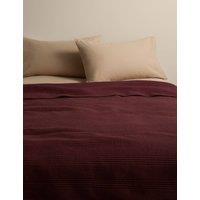 M&S Cotton Rich Ribbed Bedspread with Linen Burgundy