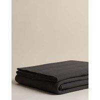 M&S Cotton Rich Ribbed Bedspread with Linen Charcoal