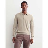 JAEGER Merino Wool Rich with Silk Polo Shirt Neutral