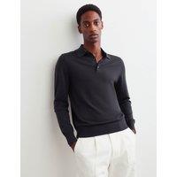 JAEGER Merino Wool Rich with Silk Polo Shirt Dark Navy