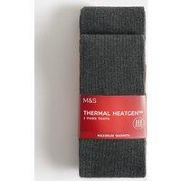 M&S 2 Pack Thermal Heatgen Tights (2-16 Yrs) Dark Grey