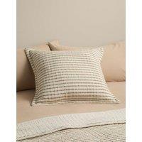 M&S Cotton Rich Striped Matelasse Sham Biscuit