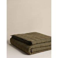 M&S Cotton Rich Quilted Bedspread with Linen Khaki