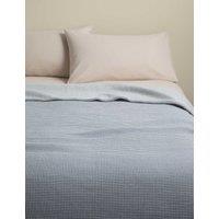 M&S Cotton Rich Gingham Bedspread Slate Blue