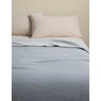 M&S Cotton Rich Gingham Bedspread Slate Blue