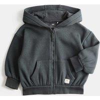 M&S Cotton Blend Fleece Lined Hoodie (0-3 Yrs) Charcoal