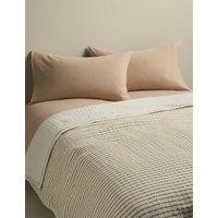 M&S Cotton Rich Striped Matelasse Bedspread Biscuit