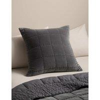 M&S Pure Cotton Velvet Quilted Cushion Charcoal