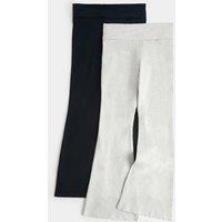 M&S 2 Pack Cotton Rich Fold Waist Leggings (6-16 Yrs) Multi