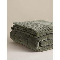 M&S Pure Cotton Velvet Bedspread Khaki