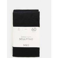 M&S 2 Pack Magic 60 Denier Opaque Shaping Tights Black