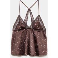 M&S Satin Spot Lace Cami Dark Brown
