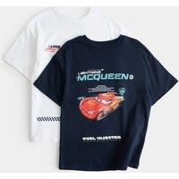 M&S 2 Pack Pure Cotton Disney Cars T-Shirts (2-8 Yrs) Navy Mix