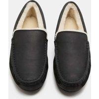 M&S Leather Moccasin Slippers with Freshfeet Black