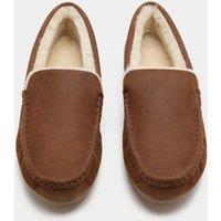 M&S Leather Moccasin Slippers with Freshfeet Tan