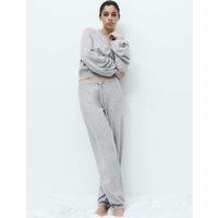 M&S Knitted Barrel Leg Loungewear Bottoms Grey Marl