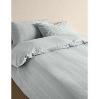 M&S Pure Cotton Striped Seersucker Bedding Set Dove