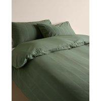 M&S Pure Cotton Striped Seersucker Bedding Set Smokey Green