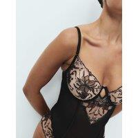 M&S Isabella Floral Mesh Wired Body (A-E) Black