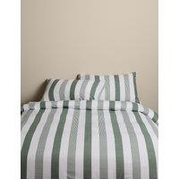 M&S Pure Cotton Signature Stripe Bedding Set Green Mix